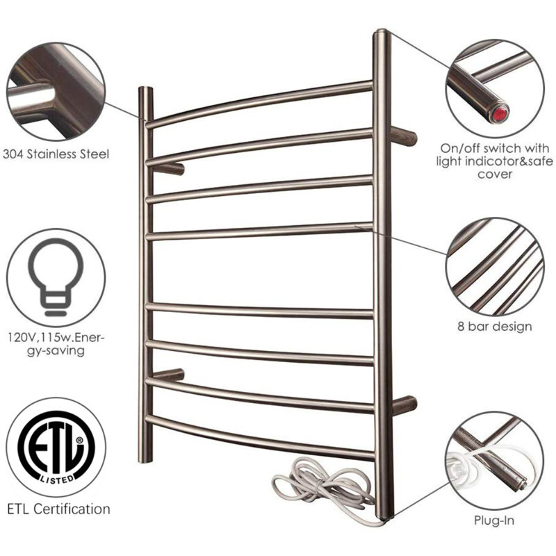 HEATGENE Curved Towel Rail Electric Towel Warmer & Reviews Wayfair